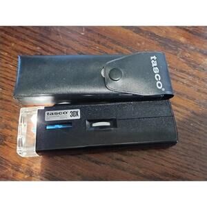 Tasco Illuminated Microscope 30x Magnifier Focus Wheel Soft Case Model 9700